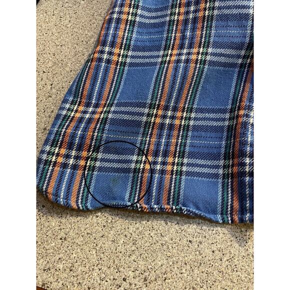 Polo Ralph Lauren Woven Flannel Shirt Men's Blue Orange Plaid Size Small - flaws - Picture 9 of 9